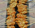 Malaysia Chicken Satay Cooking on a Hot Charcoal Grill